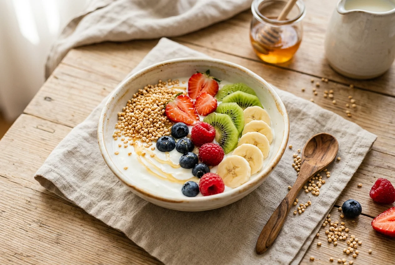 Amarant-Müsli mit Kefir und Obst