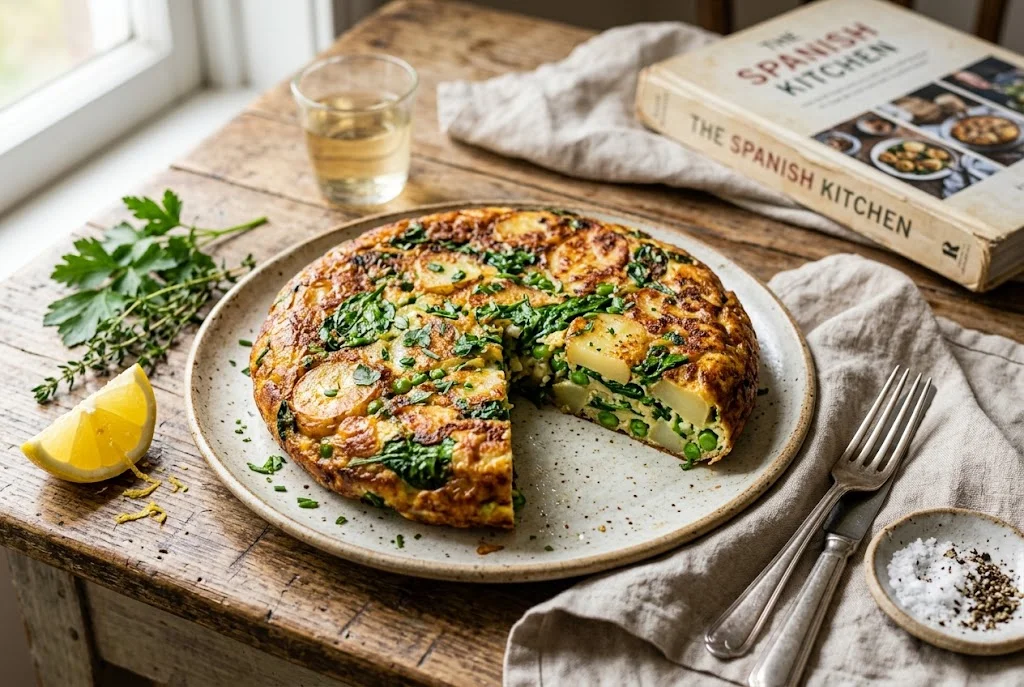 Kartoffel-Tortilla mit grünem Gemüse