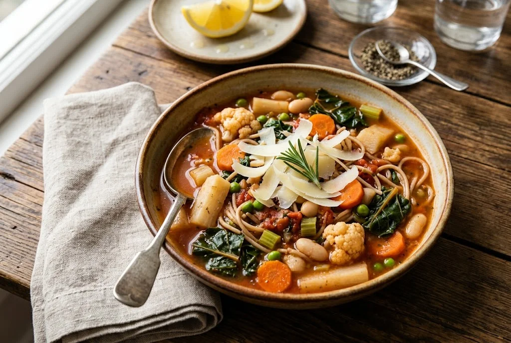 Schwarzwurzel-Minestrone mit weißen Bohnen