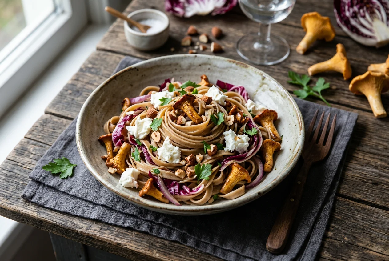 Tagliatelle mit Pilzen und Radicchio