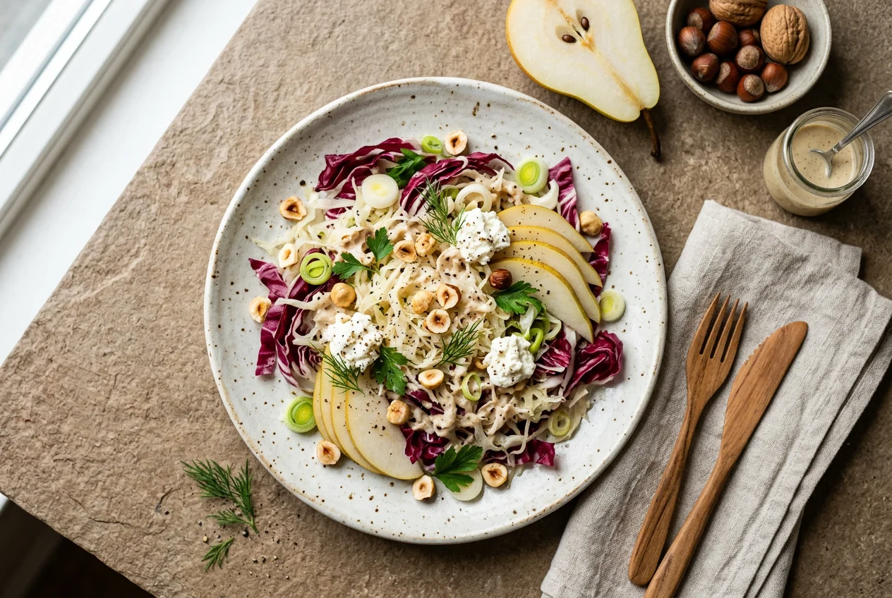 Sauerkrautsalat mit Nussdressing