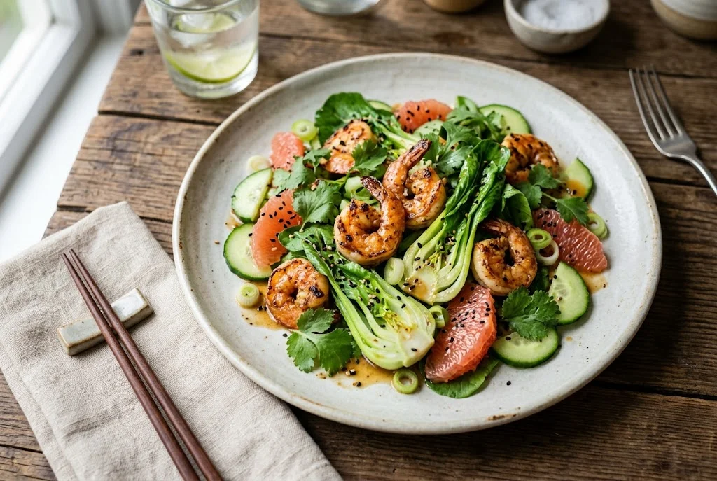 Limetten-Garnelen mit Pak-Choi-Salat