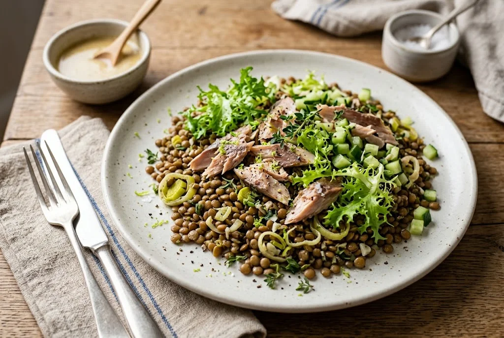Linsensalat mit Makrele