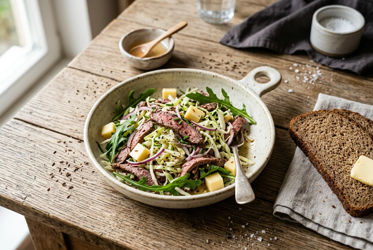 Rindfleischsalat mit Spitzkohl und Käse