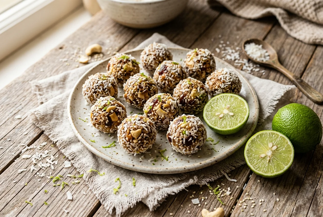 Energy Balls mit Kokos und Limette