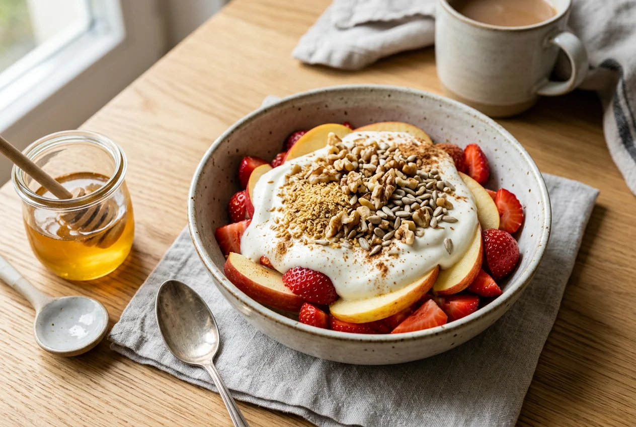 Quarkcreme mit Früchten und Nuss-Mix