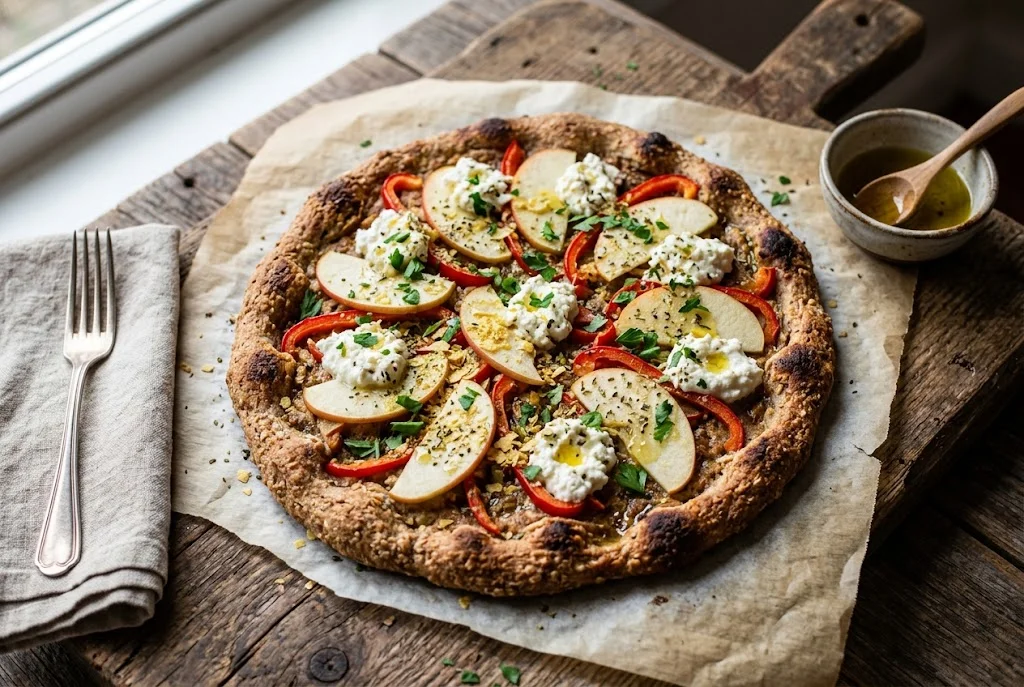 Dinkel-Vollkorn-Pizza mit Fenchel und Paprika