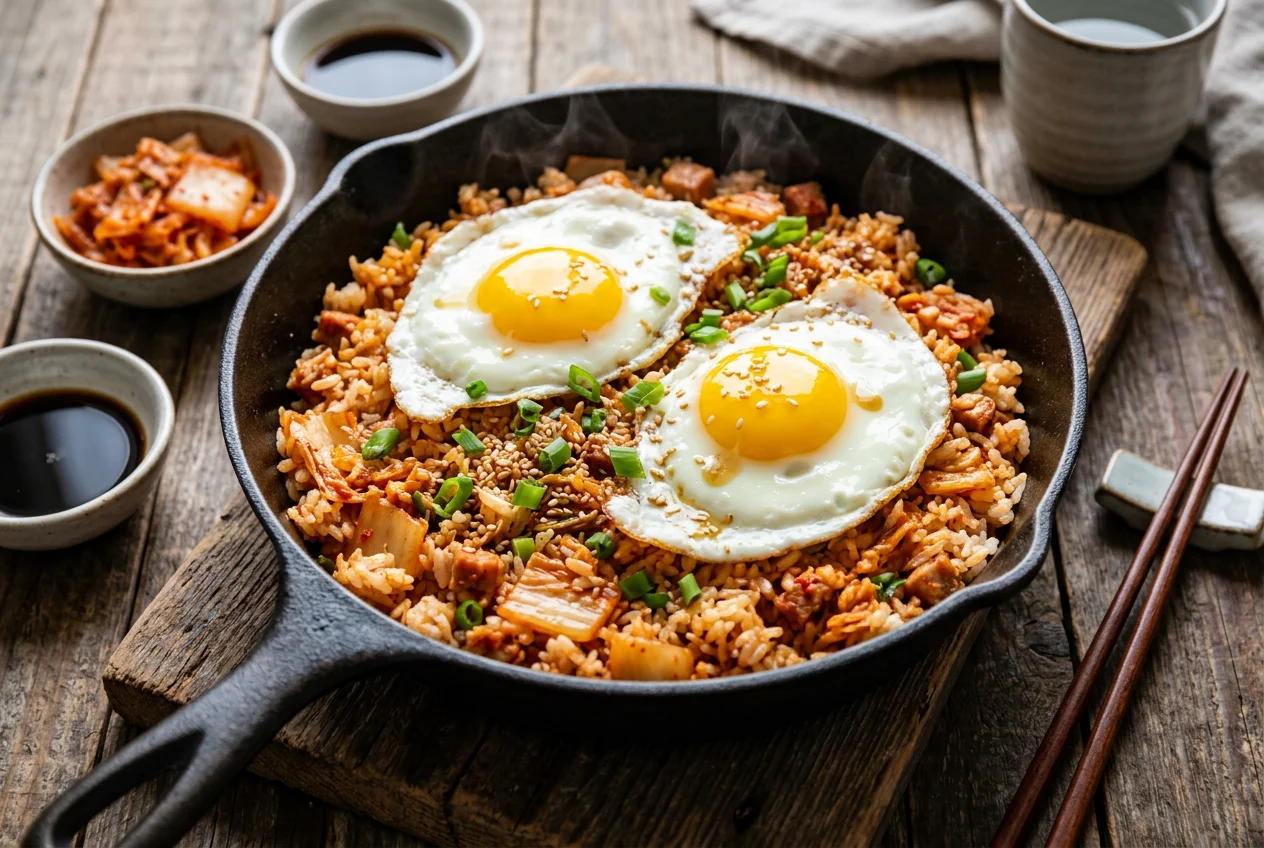 Kimchi-Bratreis mit Eiern