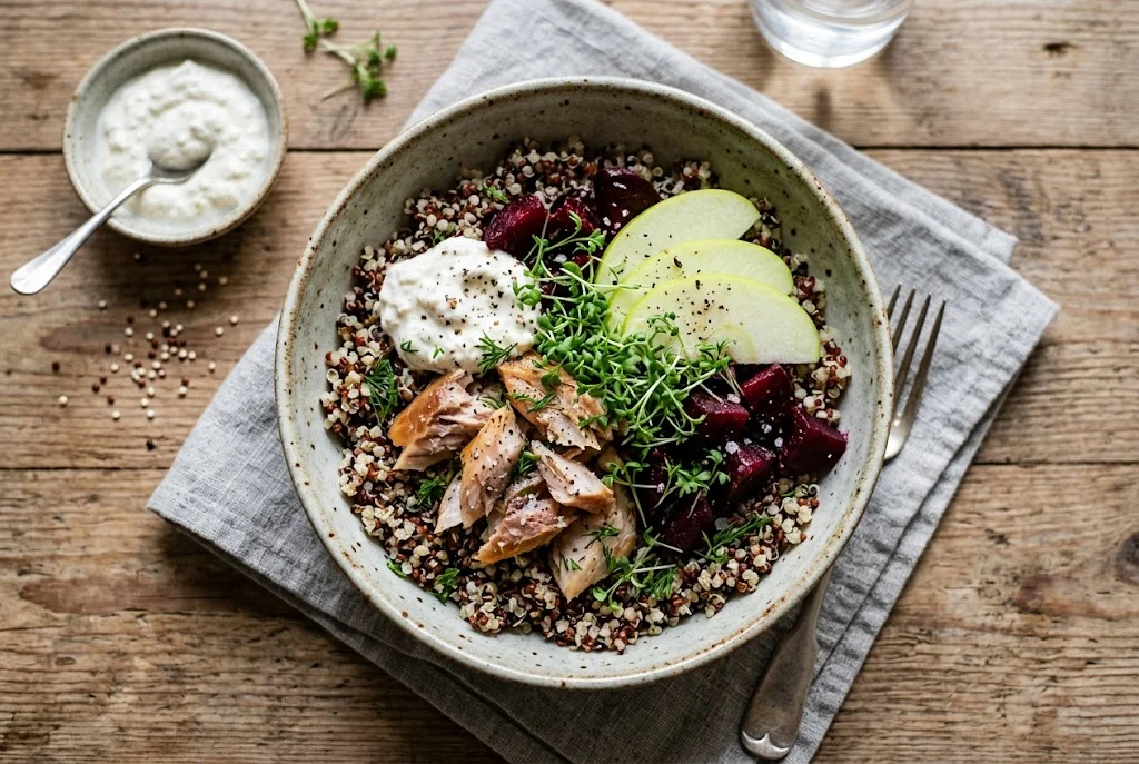 Quinoa-Bowl mit Räuchermakrele
