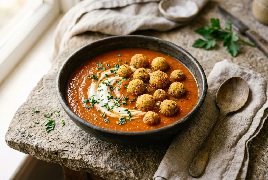 Tomatensuppe mit Amarantbällchen