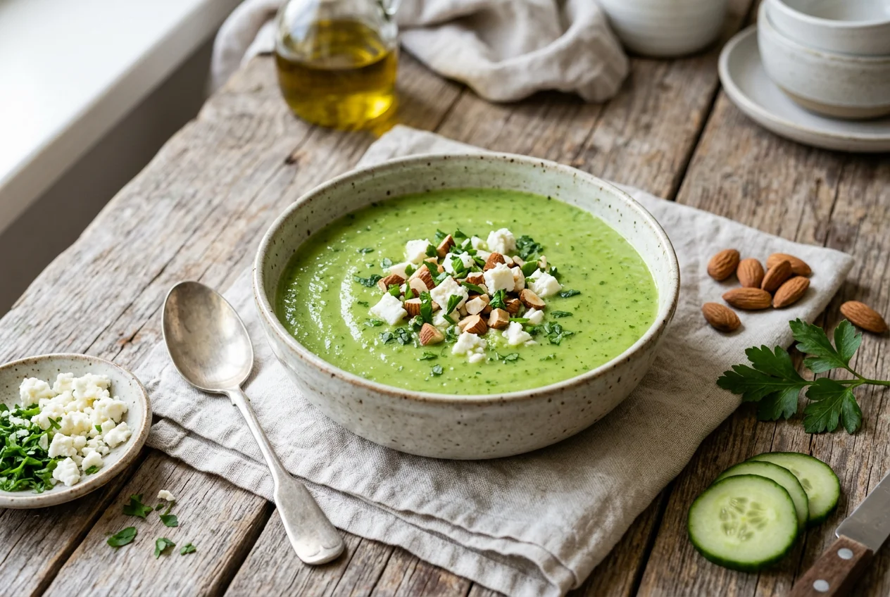 Grüner Gazpacho mit Feta