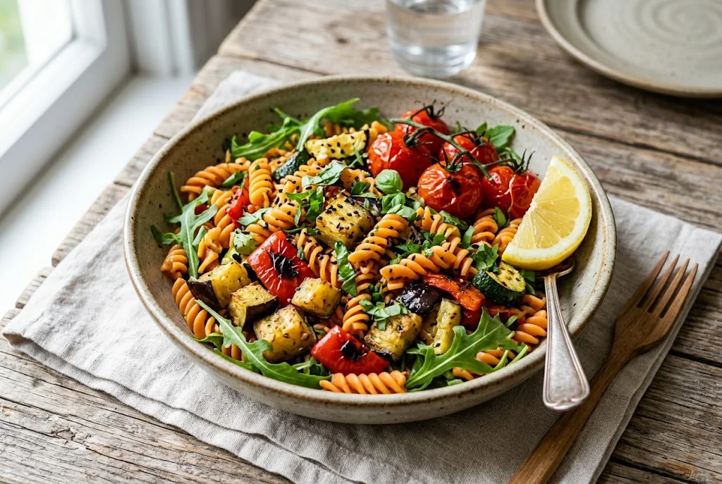 Linsennudelsalat mit Gemüse