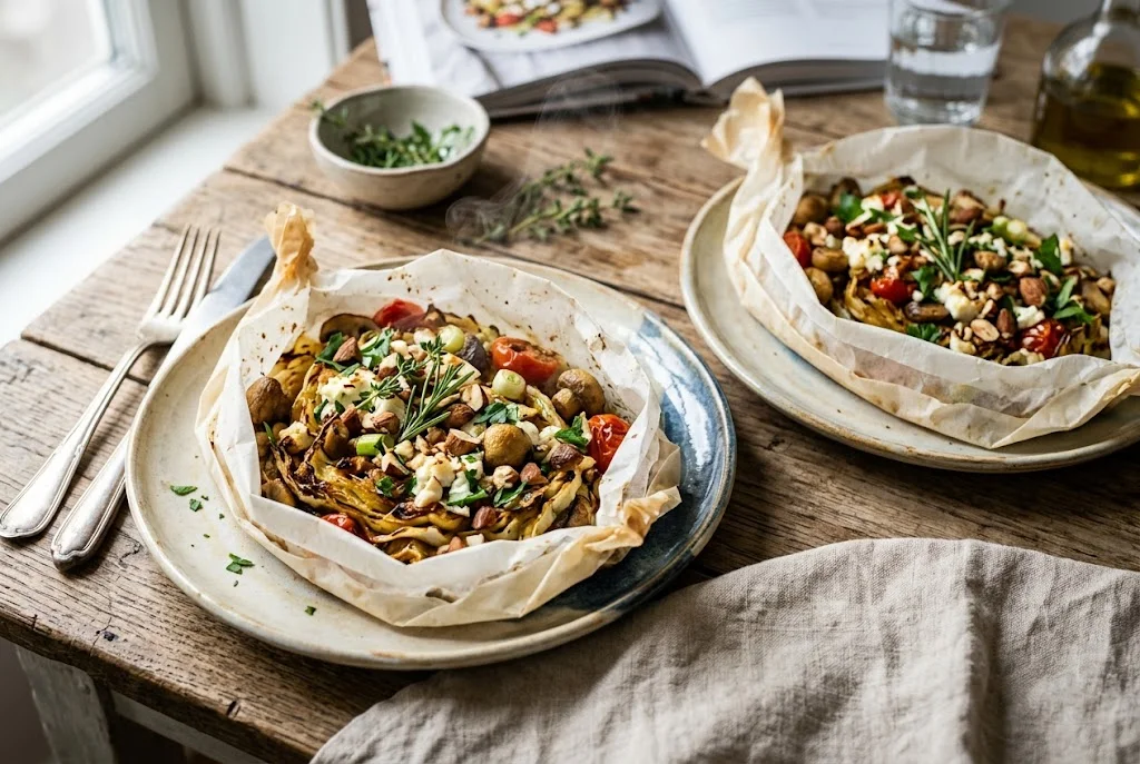 Jaroma-Pilz-Päckchen mit Feta und Mandeln