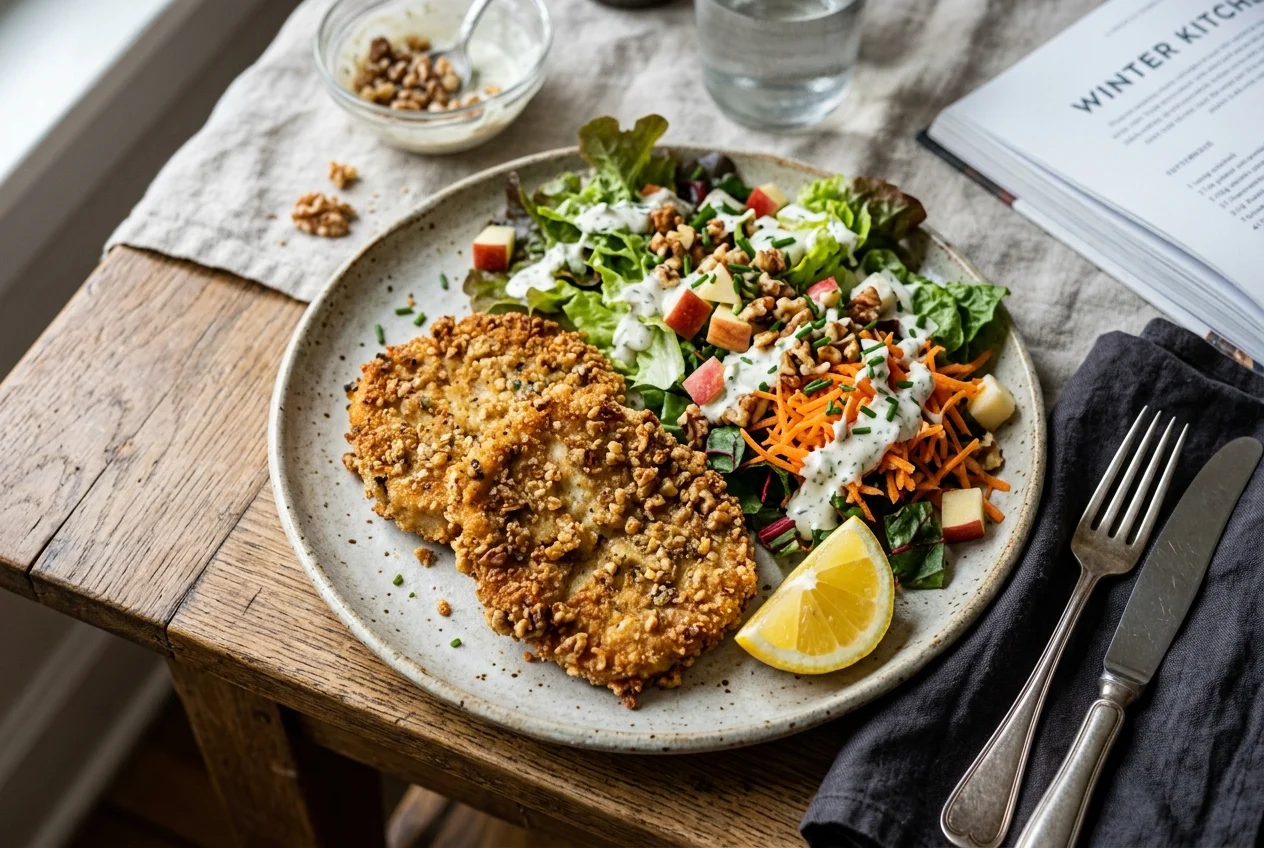 Sellerieschnitzel im Nussmantel mit Wintersalat