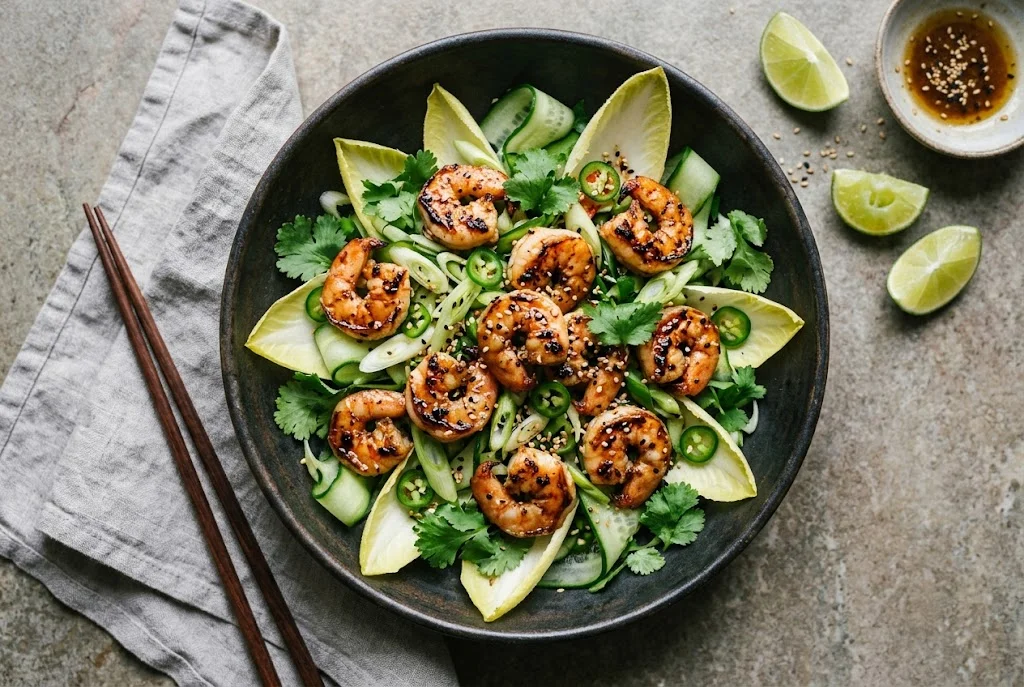 Asiatischer Garnelensalat mit Endivien
