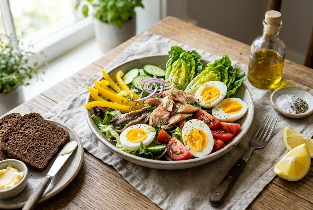 Sommersalat mit Räucherforelle
