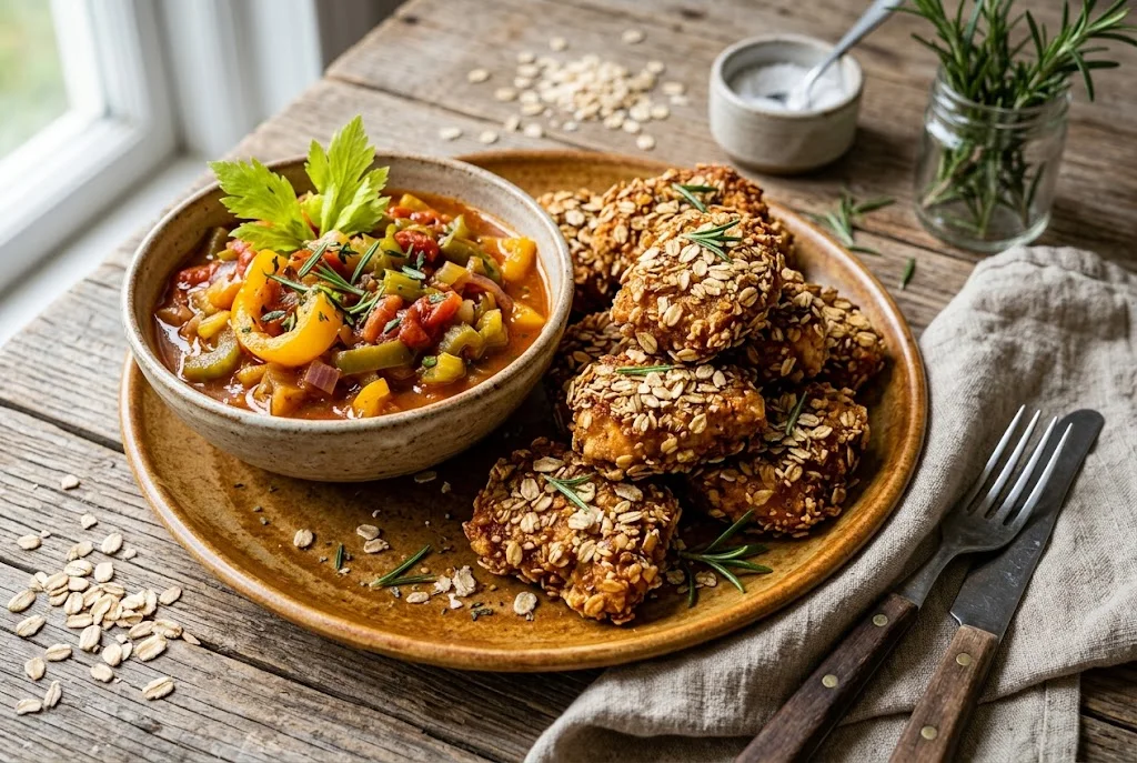 Hähnchen-Hafer-Nuggets mit Letscho