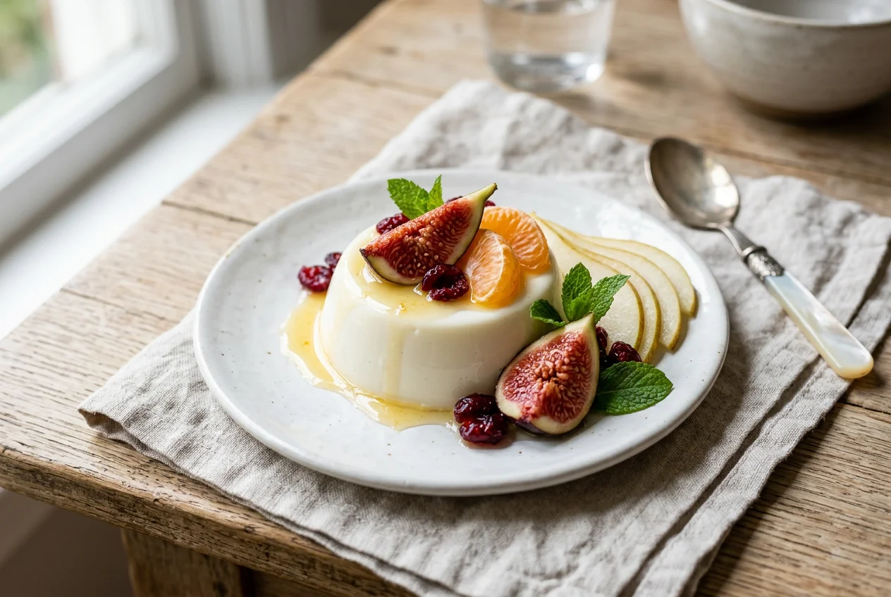 Kokos-Pannacotta mit Obstsalat