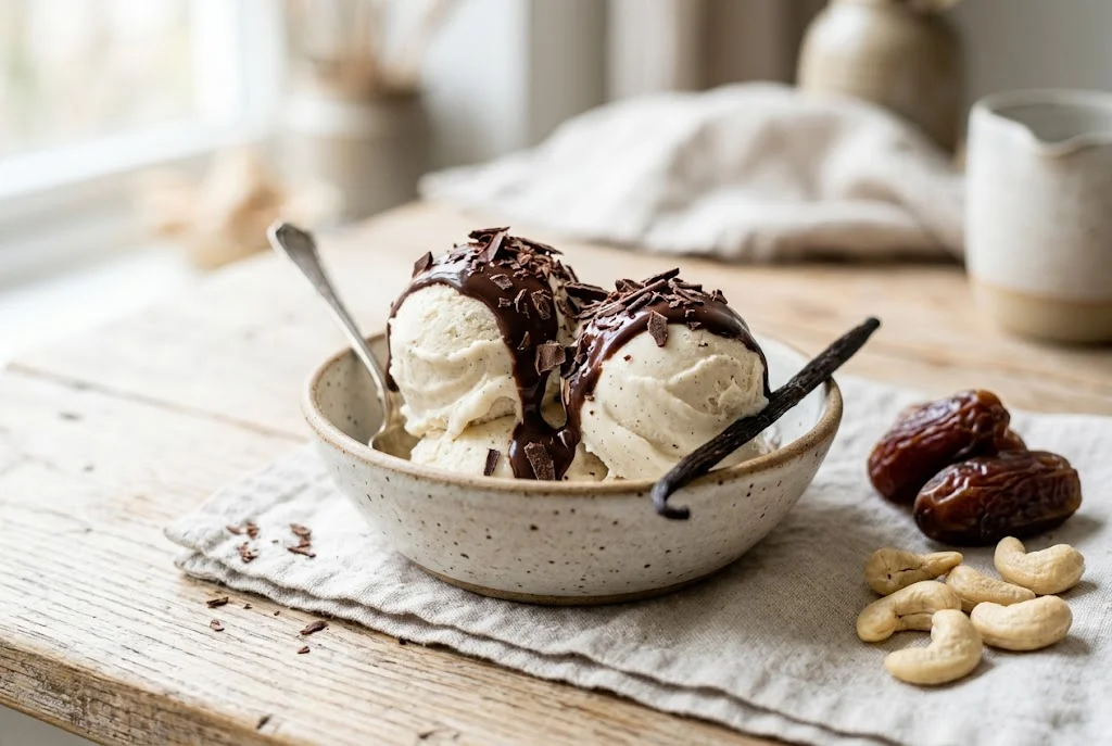 Veganes Vanille-Cashew-Eis
