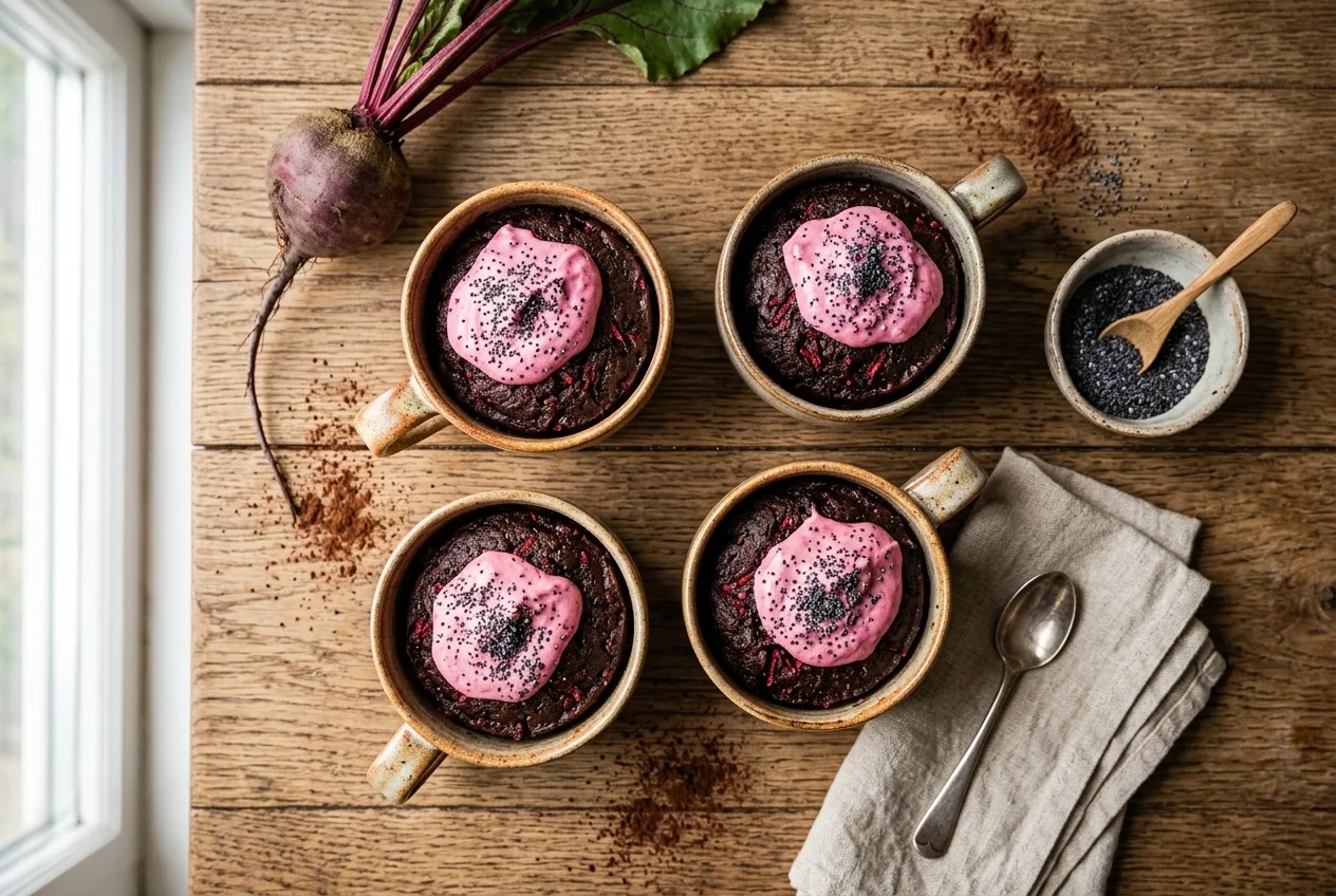 Mug Cakes mit Roter Bete