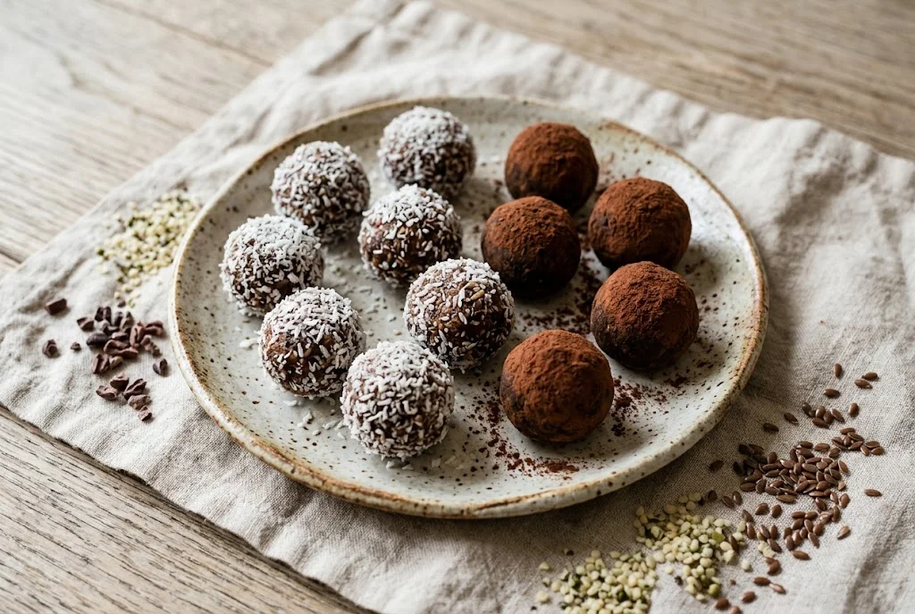 Pflaumen-Energy-Balls mit Kokos